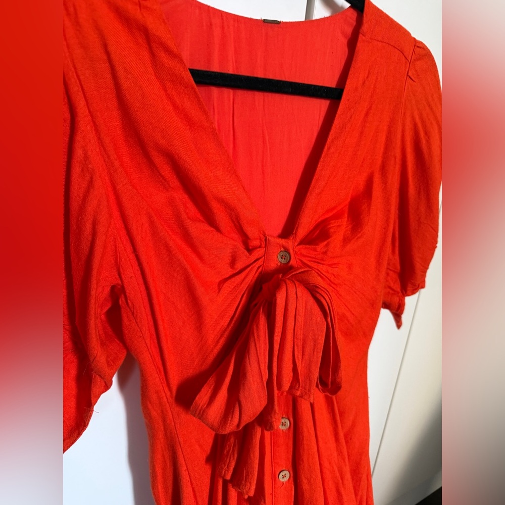 Free People Red Knot-Front Midi Dress - Picture 4 of 8